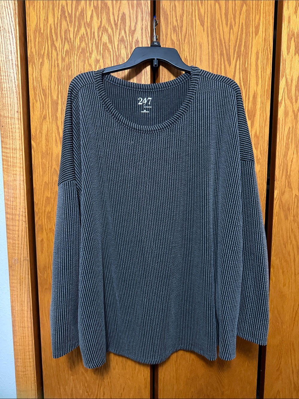 Maurices 247 Ribbed Knit Pullover in Charcoal Gray